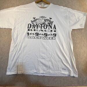 Vintage 1999 Daytona Beach Race Week T-Shirt Marathon Apparel White XXL NASCAR
